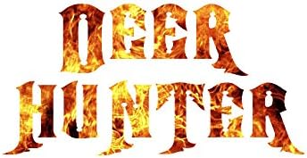 Deer Hunter Hunting - Vinyl Decal Sticker - 17" x 8.5" - Orange Flames