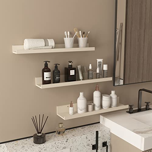 Giftgarden 24 Inch Ivory White Floating Shelves for Wall, Wooden Wall