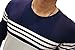 LOGEEYAR Mens Cotton Fitted Long-Sleeve Contrast Color Stitching Stripe T-Shirt (Small, Blue)