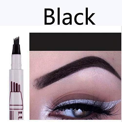 Eyebrow Pencil Waterproof Fork Tip Eyebrow Tattoo Pen 4 Head Fine Sketch Liquid Eyebrow Enhancer Dye Tint Pen Black