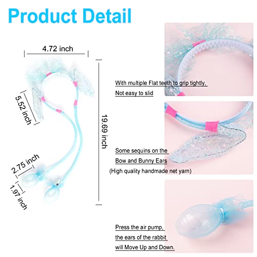 2 Pack Light Up Bunny Moving Ears Headbands for Girls, Cute Rabbit LED Hair Band for Kids Easter Christmas Cosplay