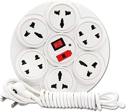 Meralite Extension Board, 6 Amp 8 Multi Plug Point Extension Cord with Led Indicator and Universal Socket - White