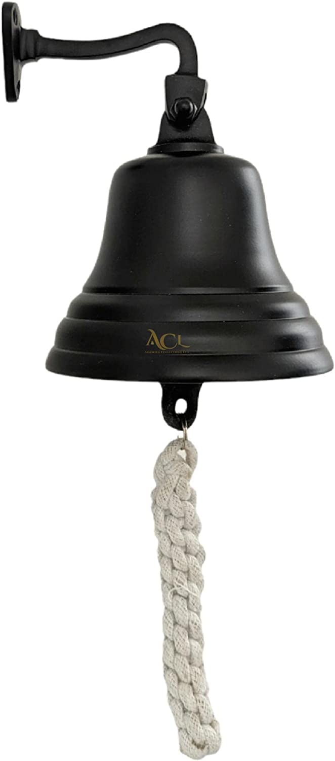 ACL Last Order Bell - Bar Accessories for Home Pub Hand Bell – Wall Mounted Bar Bell Nautical Decorations – Unique Black Bell with Crisp Loud Sound Ideal for Christmas, Reception, Pubs 6 Inch