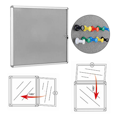 Swansea Enclosed Noticeboard Bulletin Pin Fabric Boards Tamperproof with Mounting Screws 6xA4 (28x26inch) - Thumbnail 2