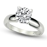 Sz 4 Sterling Silver Cubic Zirconia Solitaire 1.25 Carat tw Round Cut 4-Prong Set CZ Engagement Ring