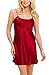Alexander Del Rossa Womens Satin Nightgown, Long Camisole Chemise, Small Burgundy (A0766BRGSM)