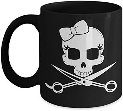 Funny Hair Stylist Mug - Crossbones Hairstylist - Coffee Mug Tea Cup 11 oz. Black Ceramic