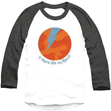 Trunk Candy Mens Is There Life On Mars 3/4 Sleeve Raglan Baseball T-shirt (White / Dark Grey, X-Small)