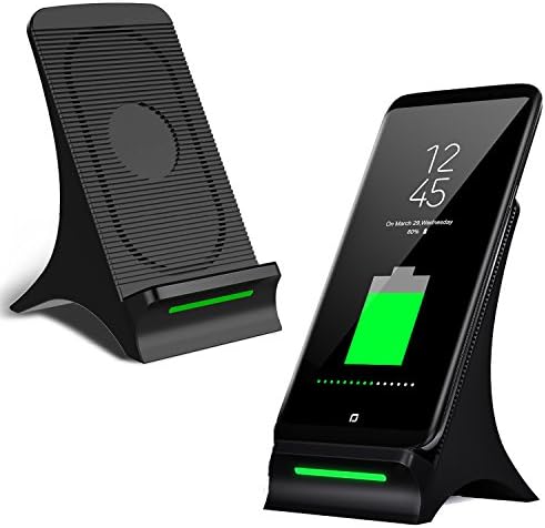 Fast Wireless Charger,Fast Qi Wireless Charger with Cooling Fan Stand Pad Mat Charging Dock Station for Samsung Galaxy S8 S8 Plus S7 S7 Edge S6 Edge Plus+ Note 5 7 8 (Wall Adapter Excluded)