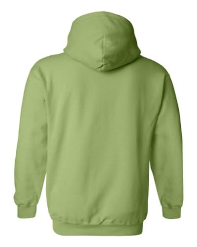 Gildan Men's Rib Knit Hooded Sweatshirt With Pouch Pocket - High Visibility Safety Orange