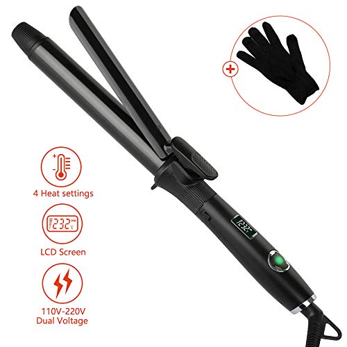 Curling Iron, MANLI 1 Inch Hair Curler with Tourmaline Ceramic Coating, Hair Curling Wand, 360°Swivel Cord, Auto Shut-Off, 4 Heat Setting for All Types of Hair (120°F to 440°F)