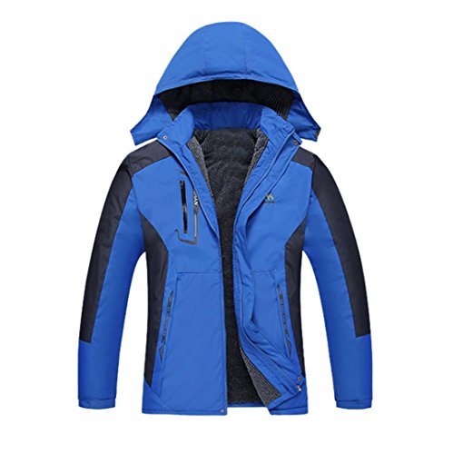 GREFER Clearance New Men Waterproof Windproof Outdoor Sports Warm Winter Thick Jacket Coat (XXXL, Blue)
