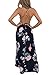 YOINS Women Navy V-Neck Random Floral Print Open Back Splited Hem Maxi Dress Picture S