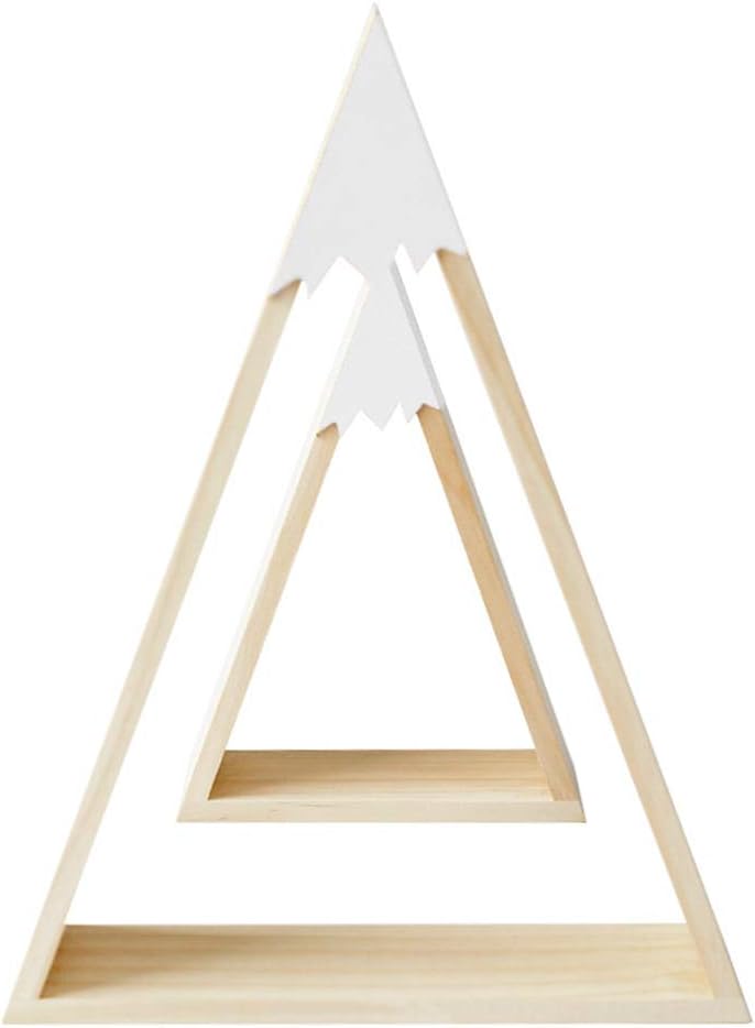 jinetor Baby Room On Wall Wood Snow Mountain Shelf for Kids Room Decorative Creative Toys Books Wooden Storage Holders 2pcs/Set W