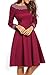 Meaneor Women's Vintage Polka Dot Neckline A-line Cocktail Party Dress, Wine Red (Medium)