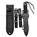 BOffer Scuba Diving Knife Double Edge with Sheath - Tactical Sharp knives with Edge Line Cutter,Sawing Edge,Leg Strap for Divers