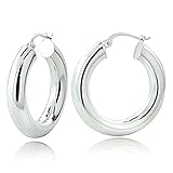 Hoops & Loops Sterling Silver 5mm High Polished Medium Round Hoop Earrings