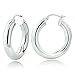 Hoops & Loops Sterling Silver 5mm High Polished Medium Round Hoop Earrings