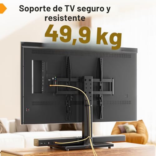 Soporte Universal para TV, Sobremesa Soporte de TV para Pantallas de LCD LED de 27 a 55 Pulgadas, Soporte con Base de Vidrio Templado y Gestión de Cables, VESA 400 x 400 mm