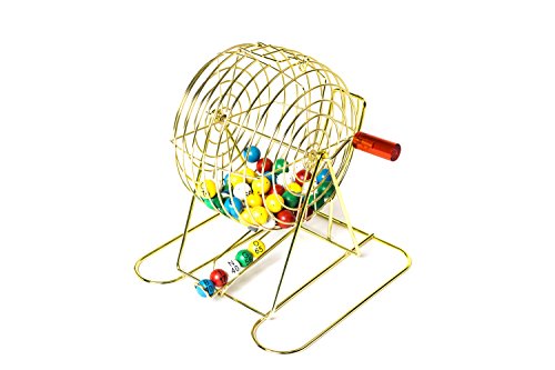 Complete Deluxe Small Brass Plated Bingo Party Set w/No-Glare, Fade and Scratch Resistance NEW Proprietary Technology 7/8" EASY-READ Bingo Balls, 11" High by Mr. Chips, Inc