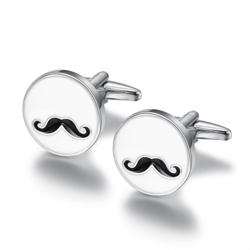 BOBIJOO Jewelry - Cufflinks, Round Blank Email to Moustache