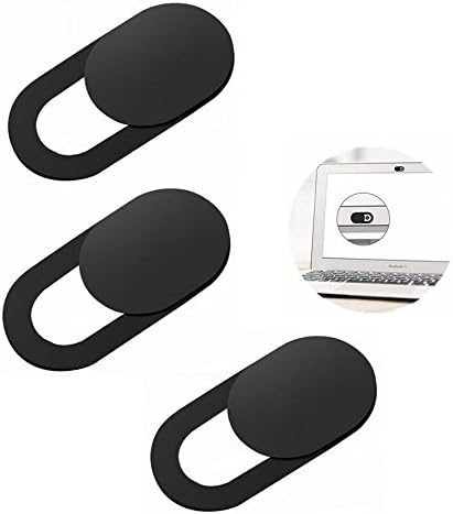 Webcam Cover Slider Black (3pcs), Cuitan 3M Adhesive Stick-on 0.03in Ultra Slim Phone Camera Cover Plastic Privacy Blocker Protective for Laptop Desktop Tablet PC Computer MacBook Pro iPad Smartphone