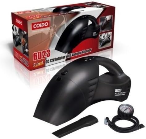 Coido 6023 6023 2 In 1 Dc 12V Vaccum Cleaner With Tire Inflator Full Black