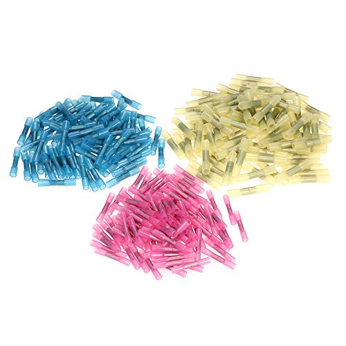 Studyset 300Pcs 22-10Awg Heat Shrink Insulated Butt Crimp Splice Wire Connector Terminals