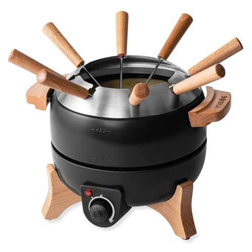 Boska Electric Fondue Set Party 2.3 L - Electric Fondue - For Cheese Fondue, Chocolate Fondue, Hotpot, Meat Fondue - Temperature Control - 2.3 Litres - Stainless Steel and Cast Iron - Fondue Device