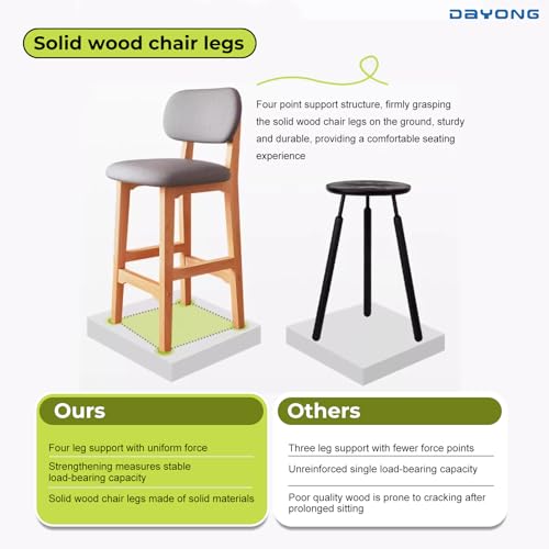 DAYONG Wooden Bar Chairs Set of 2, Bar Stools with Back Upholstered,Modern and Simple High Bar Stools, Chairs For Home Kitchen Restaurant Counter (Light Khaki, 65CM - 2Pcs)