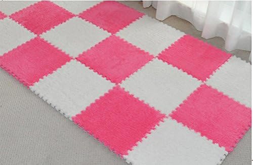 Belimely Diy Mosaic Floor Mats Bedroom Living Room Tatami Foor Mats Pad Crawling Puzzle Wool Suede Be-dm-12-White-11.81"x11.81"