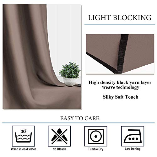 Diraysid Cappuccino Grommet Blackout Curtains for Bedroom Thermal Insulated Room Darkening Curtains Drapes, W42 x L63, 2 Panels