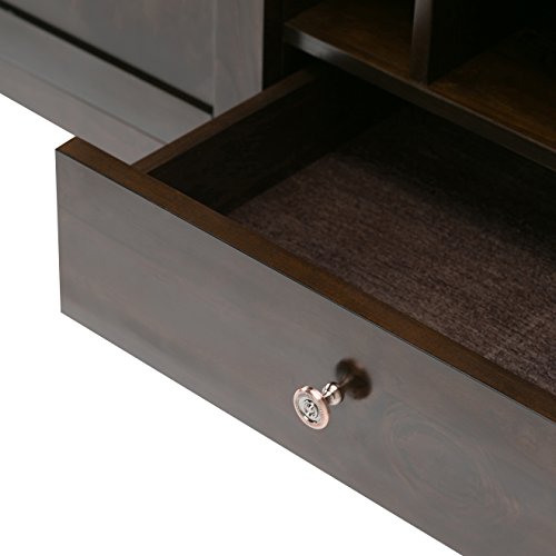Simpli Home 3AXCCRL-09 Carlton Solid Wood 54 inch Wide Contemporary Sideboard Buffet Credenza and Wine Rack in Dark Tobacco Brown