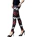 Ensasa Womens Autumn Winter Snowflake Graphic Printed Stretchy Leggings Pants, Black Red Reindeer Small