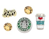 Cherityne Coffee Theme Set of 5 Floating Charms for Locket Pendant