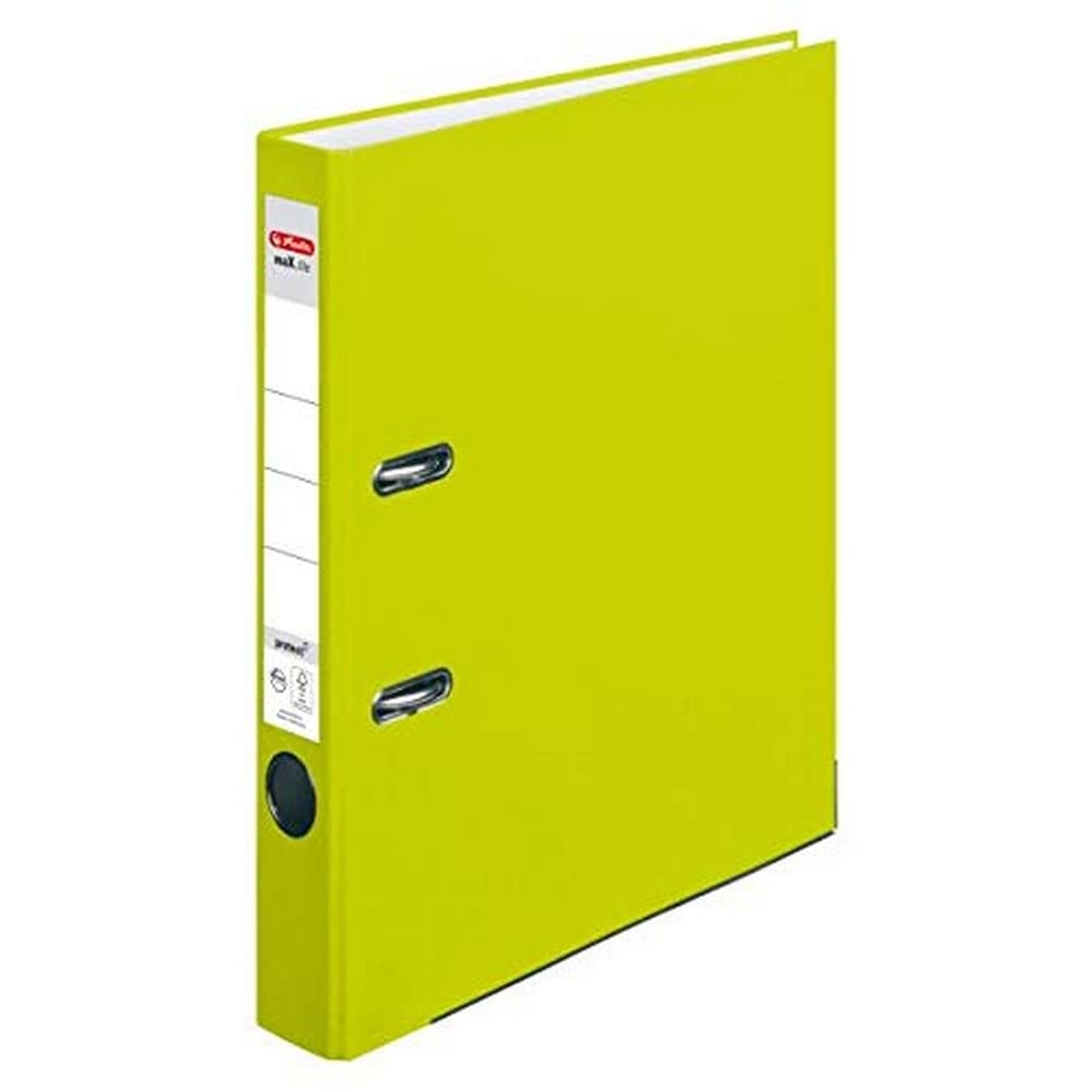 herlitz maX.File Protect Folder, A4, 5 cm Spine Width, neon Green, Insert Spine Label, Edge Protection, 1 Piece