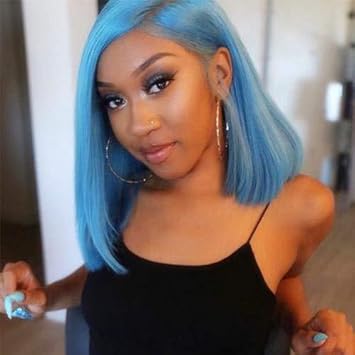 Amazon Com Karissa Hair Blue Bob Wigs For Women Short Pastel