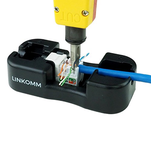 LINKOMM (25 Pack) RJ45 Cat5e Slim Profile Keystone Jack with Punch Down Palm Holder, White