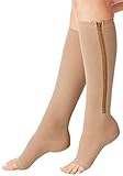 Aniwon Compression Socks Toe Open Leg Support Stocking Knee High Socks with Zipper
