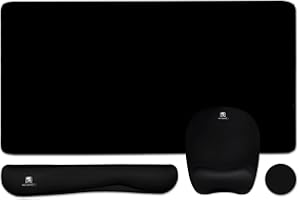 WB WEIRDBEAST Keyboard Wrist Rest Large Mouse Pad Wrist Support for Computer, 4 in 1 Memory Foam Keyboard Pad Desk Mat Ergonomic Hand Rest Wrist Cushion for Home Office Gaming-Black