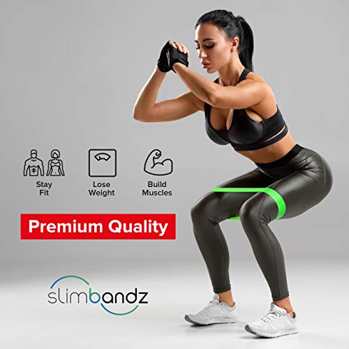 Slimbandz Resistance Loops 5 Piece Set | Resistance Bands Home Workout for Legs, Butt, Core, Arms | Great for Physical Therapy, Rehab, Stretching, Home Fitness, Yoga