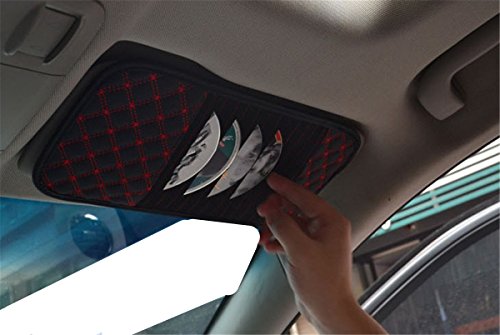 BININBOX Auto Car Sun Visor Organizer Pouch Bag Card Storage CD DVD Disk Holder Multi-Purpose Folder Pocket 9 Capacity (Red)