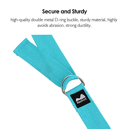image for REEHUT Yoga Strap 6ft with Ebook - Durable Polyester Cotton Exercise S