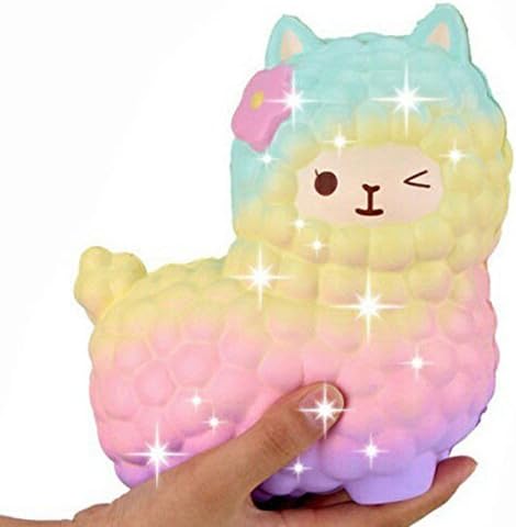 sunshopping Jumbo Squishies ,Rainbow Alpaca Sheep Jumbo Squishy Slow Rising Squeeze Scented Charms Kawaii Stress Relief Animal Toys For Kids Adults Time kill Animal Toy
