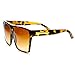 zeroUV Large Oversized Retro Fashion Square Flat Top Sunglasses (Tortoise)