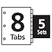 Avery 8 Tab Dividers for 3 Ring Binder, Easy Print & Apply Clear Label Strip, Index Maker Customizable Multicolor Tabs, 5 Sets (11419)