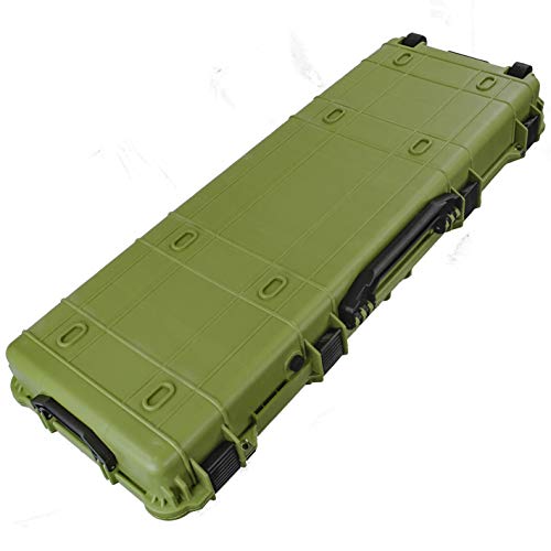 Eylar 44 Inch Protective Roller Tactical Rifle Hard Case with Foam, Mil-Spec Waterproof & Crushproof, Two Rifles Or Multiple Guns, Pressure Valve with TSA Approved Lockable Fittings OD Green
