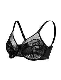HSIA Sujetador con aros para dama, minimizador, sujetador de encaje Foral, sin forro, talla grande, cobertura completa, sin relleno, 34C-44DDD