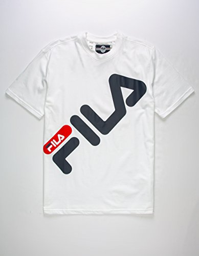 Fila Men's Marco Graphic T-Shirt, White, Peacoat, Chinese Red, L