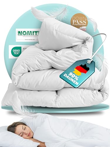 BEFA NATUR Daunendecke Sommer 155x220 cm | 90% Daunen & 10% Federn | 316g Füllgewicht | Allergiker geeignet (NOMITE) | Tierwohl Zertifiziert (DOWNPASS